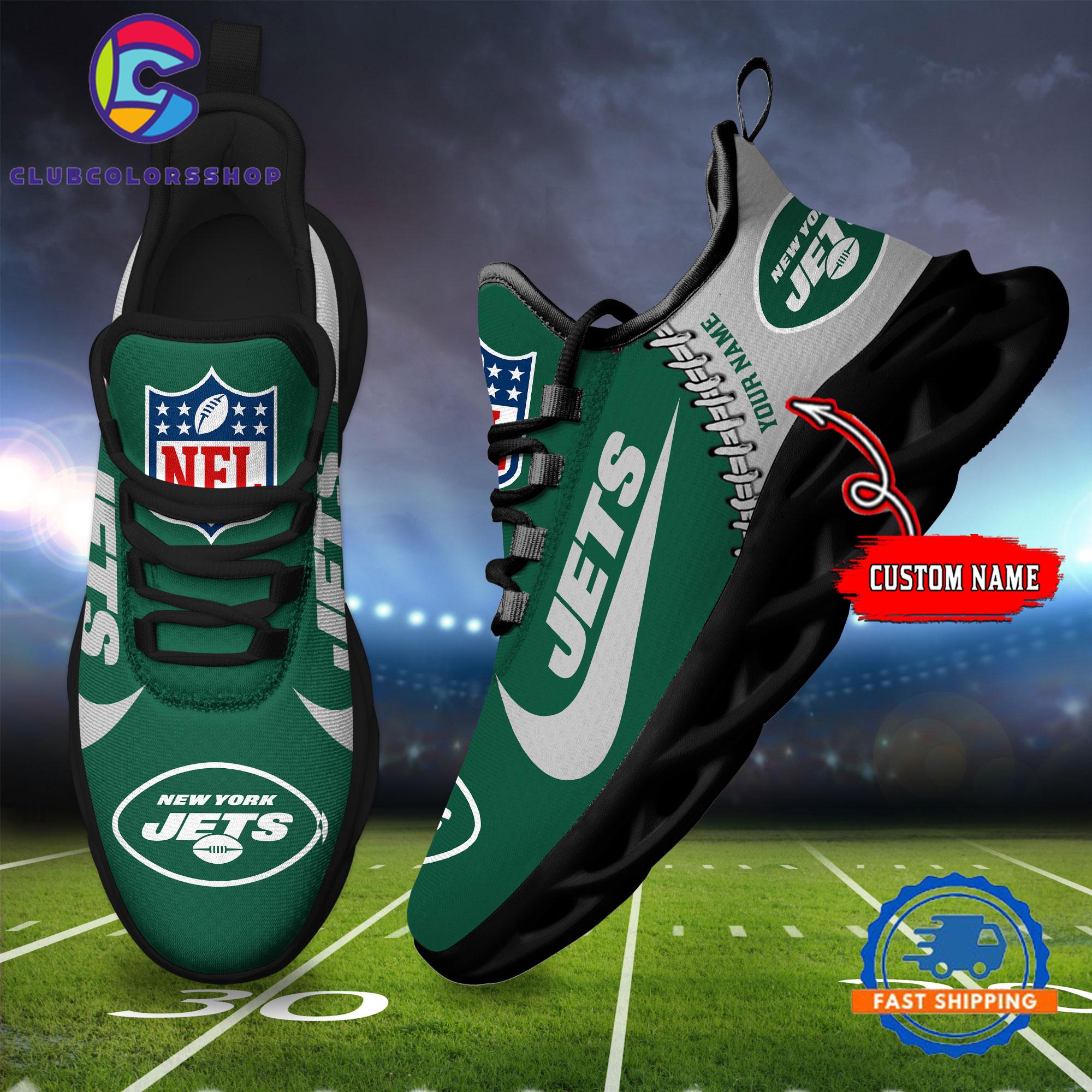 NFL New York Jets Football Team Custom Name Max Soul Shoes