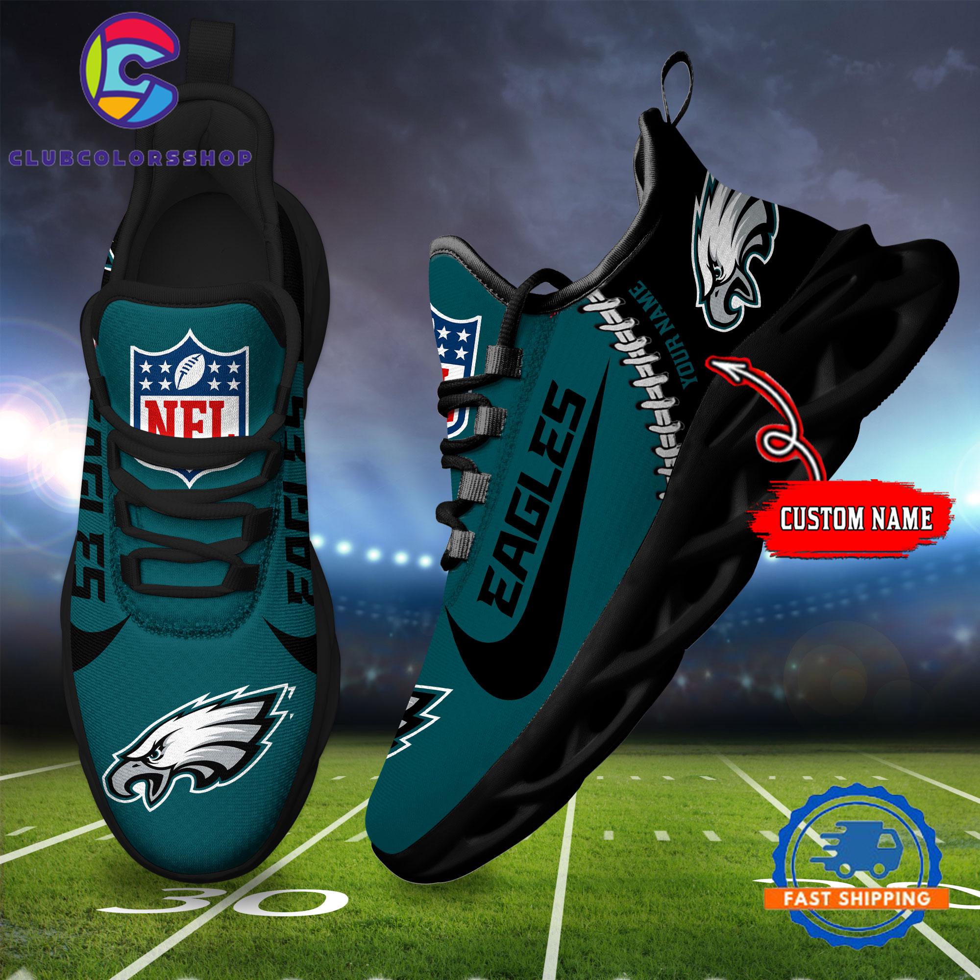 NFL Philadelphia Eagles Football Team Custom Name Max Soul Shoes