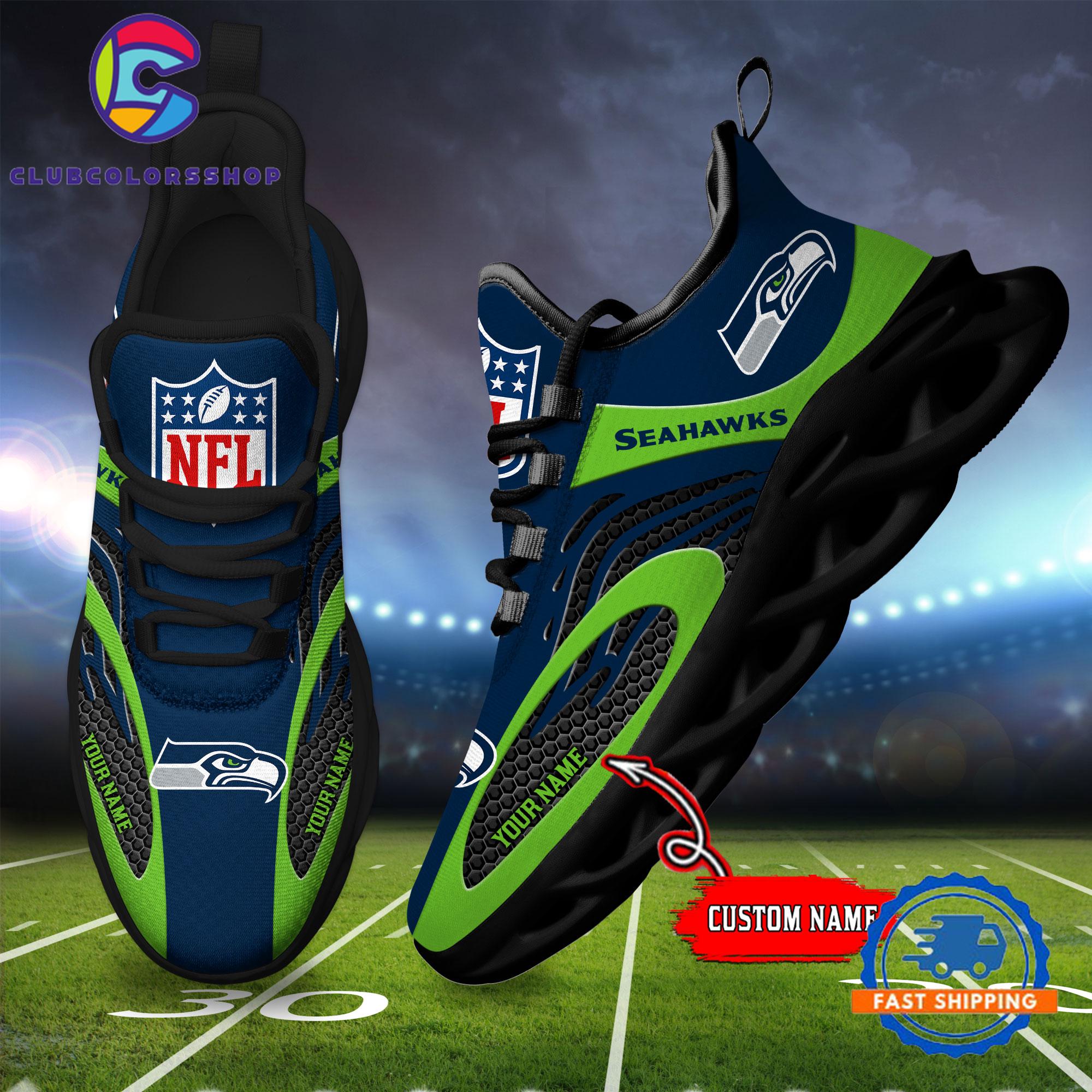 NFL Seattle Seahawks Max Soul Shoes, Football Team Design Sneaker