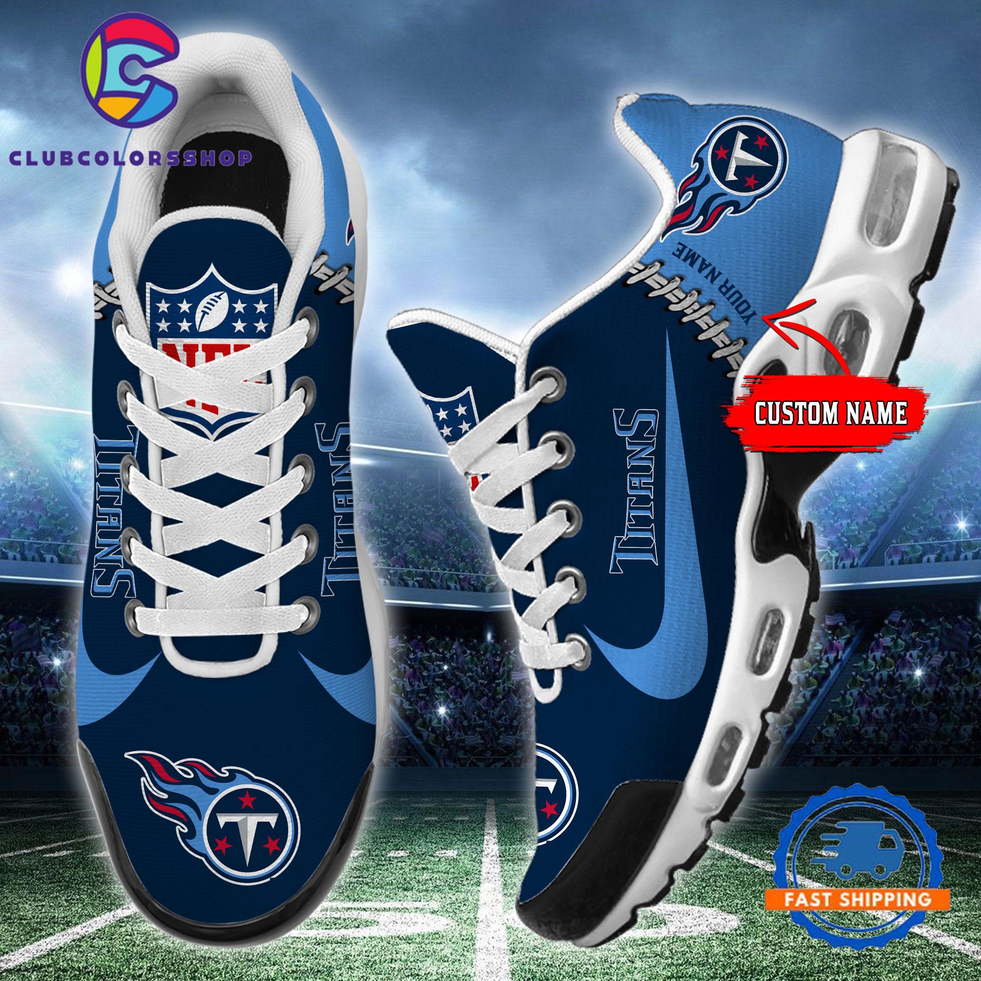 NFL Tennessee Titans Custom Name Air Max Plus Shoes, Football Team TN Shoes Design