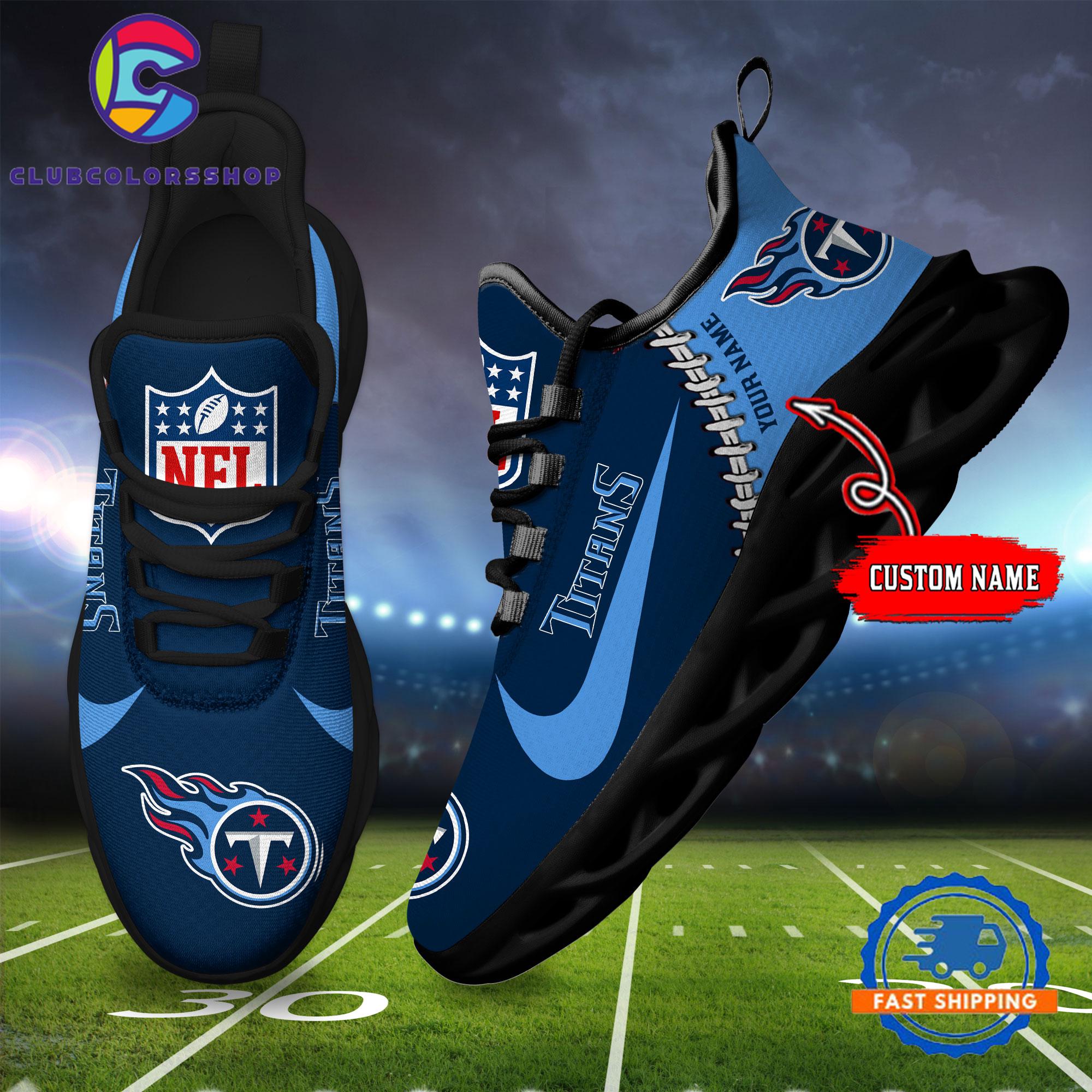 NFL Tennessee Titans Football Team Custom Name Max Soul Shoes