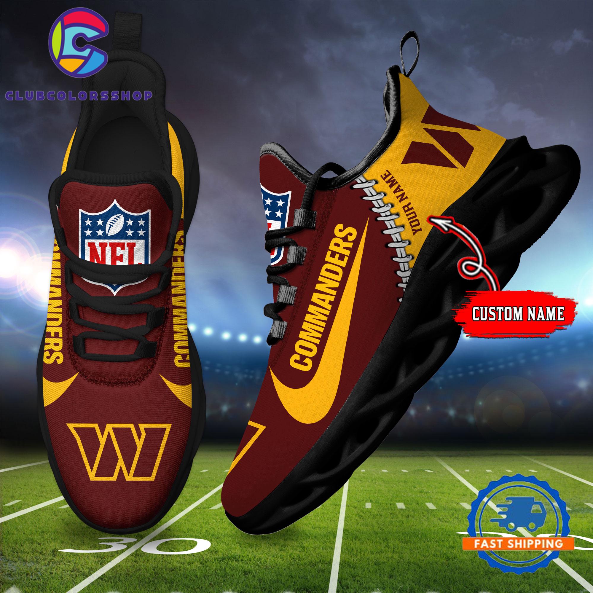 NFL Washington Commanders Football Team Custom Name Max Soul Shoes