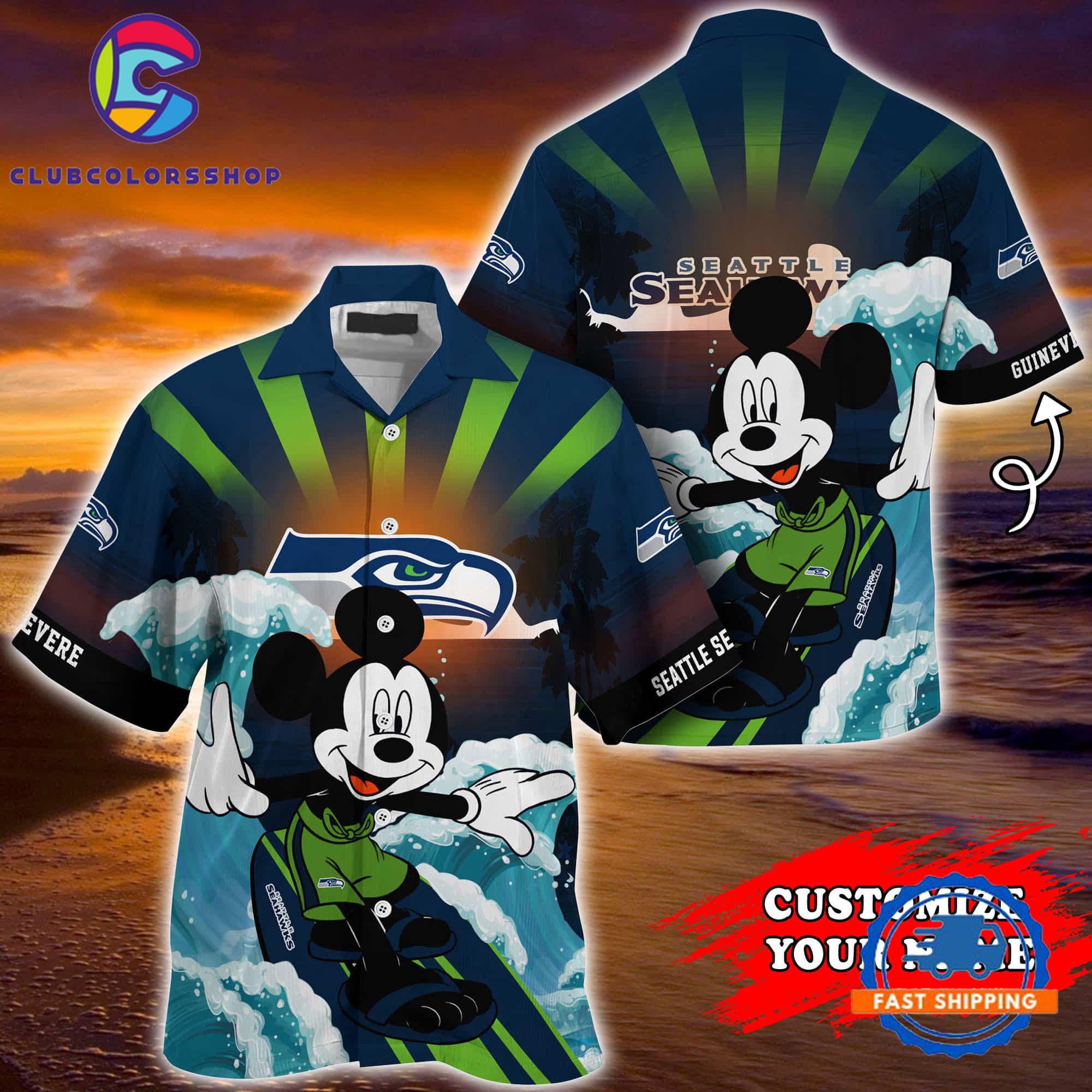 Seattle Seahawks Special Mickey Mouse Movies Design Summer Hawaiian Shirt, NFL Aloha Shirt